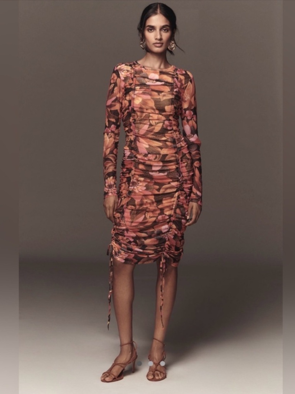 Farm Rio NWT Ruched Floral Midi Dress